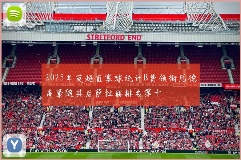 2025年英超直塞球统计B费领衔厄德高紧随其后萨拉赫排名第十